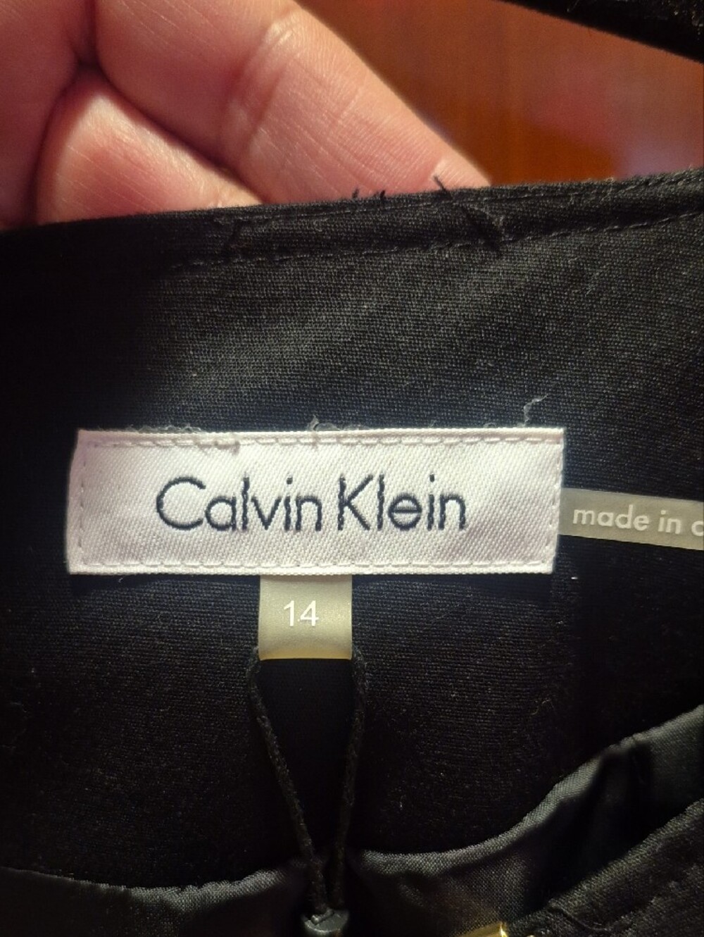 Calvin Klein Size 14 Sleeveless Sheath Dress with Gold Piping - Black - Picture 2 of 4